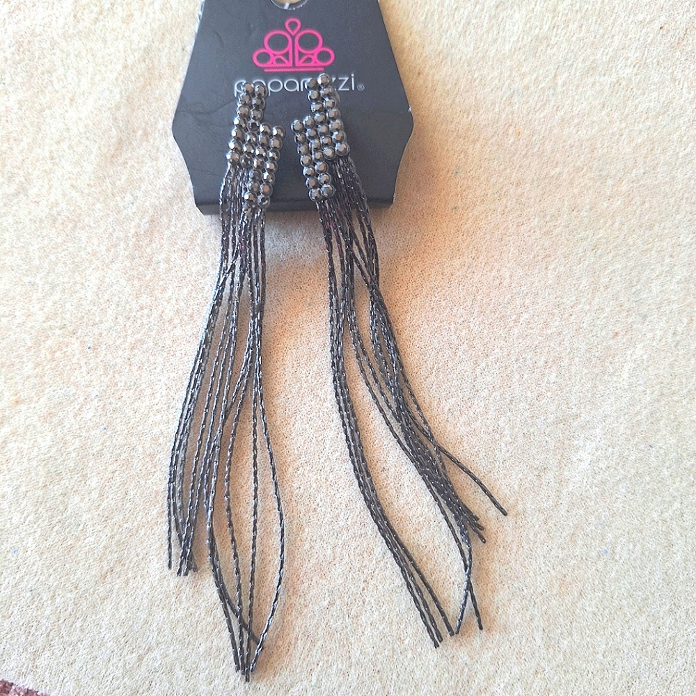 Radio Waves Black Post Earrings